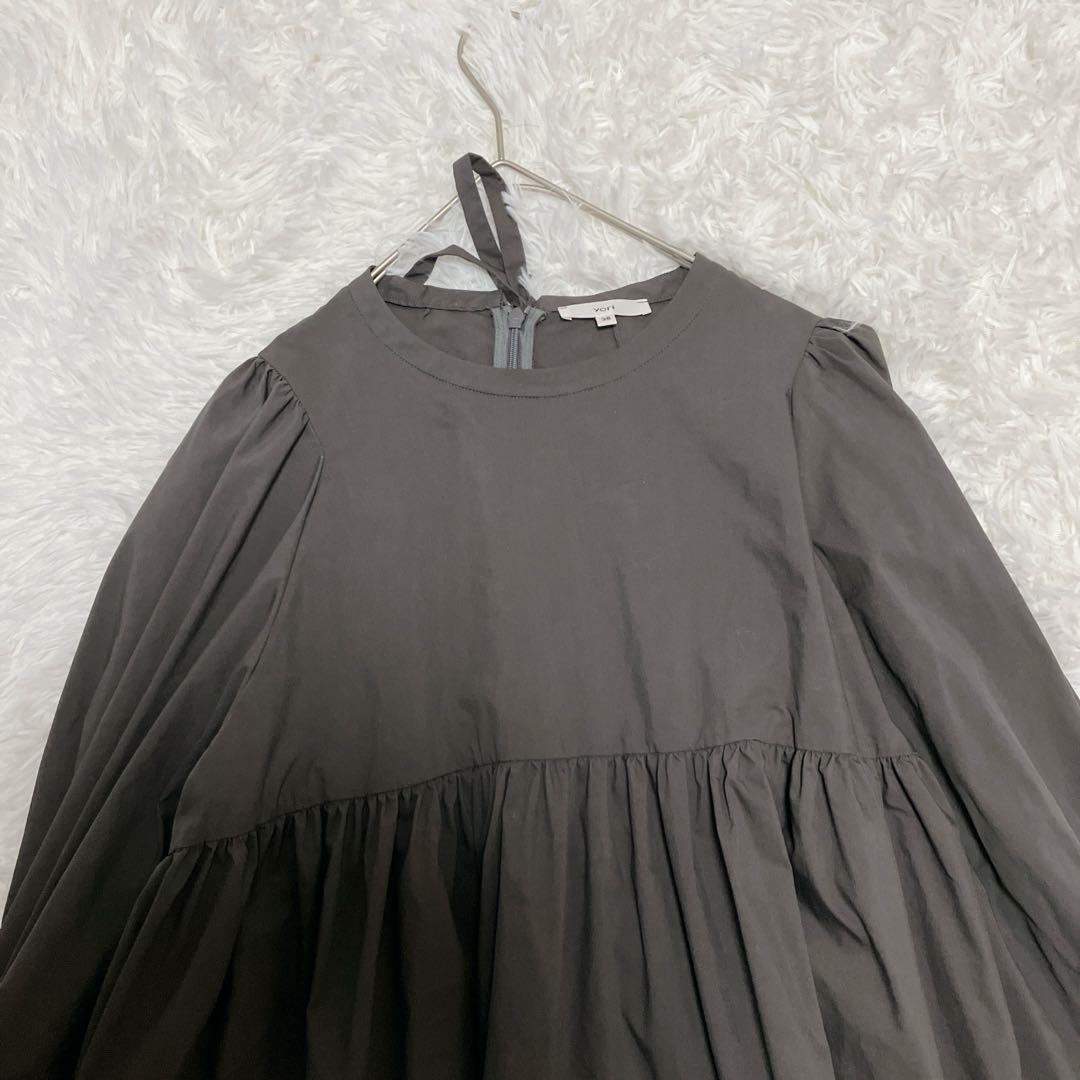 美品 ヨリ パフスリーブブラウス　yori 38 バックリボン フレア ギャザー
