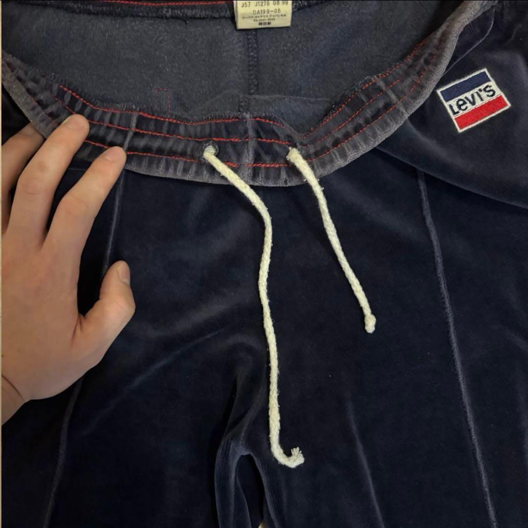 値下げ〇 希少 リーバイス ネイビー フリースジャージパンツ 赤ライン