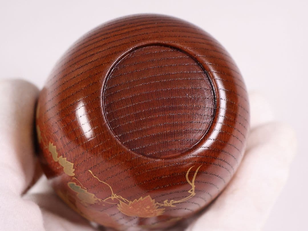 専用品 茶道具 中出松峰 欅拭漆 蔦蒔絵 中棗 共箱 木製 漆芸【MA907】