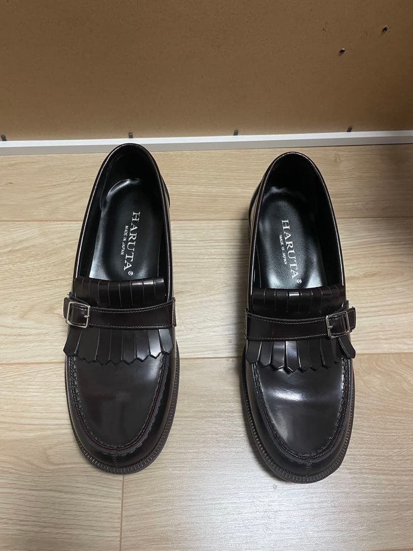 HARUTA ブラウン カジュアルキルトローファー #232 フリンジ付き