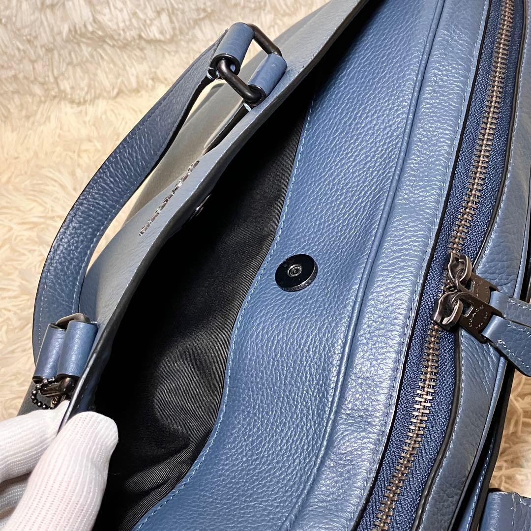 ☆良品☆ コーチ ブリーフケース グラハム 2way A4 レザー ブルー