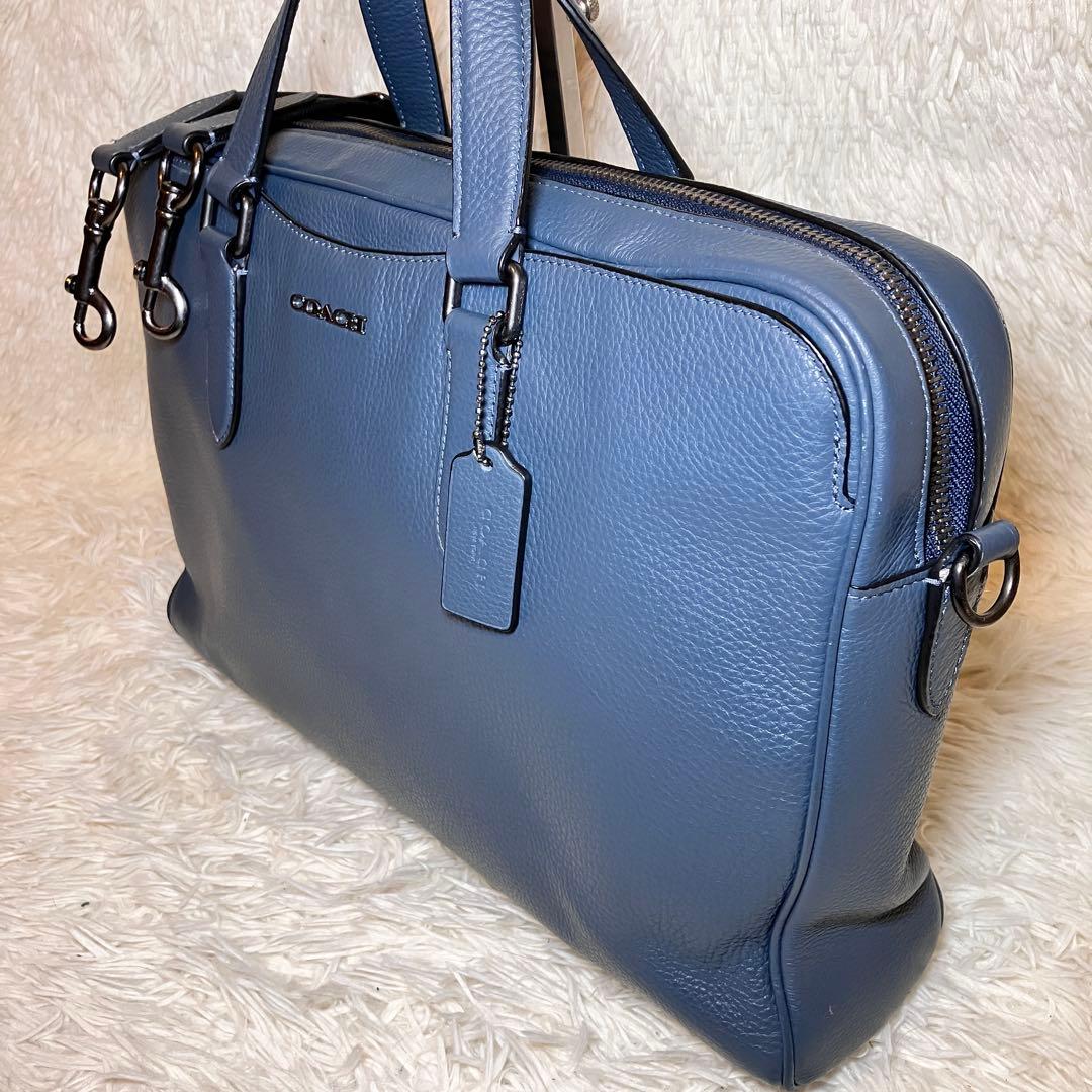 ☆良品☆ コーチ ブリーフケース グラハム 2way A4 レザー ブルー