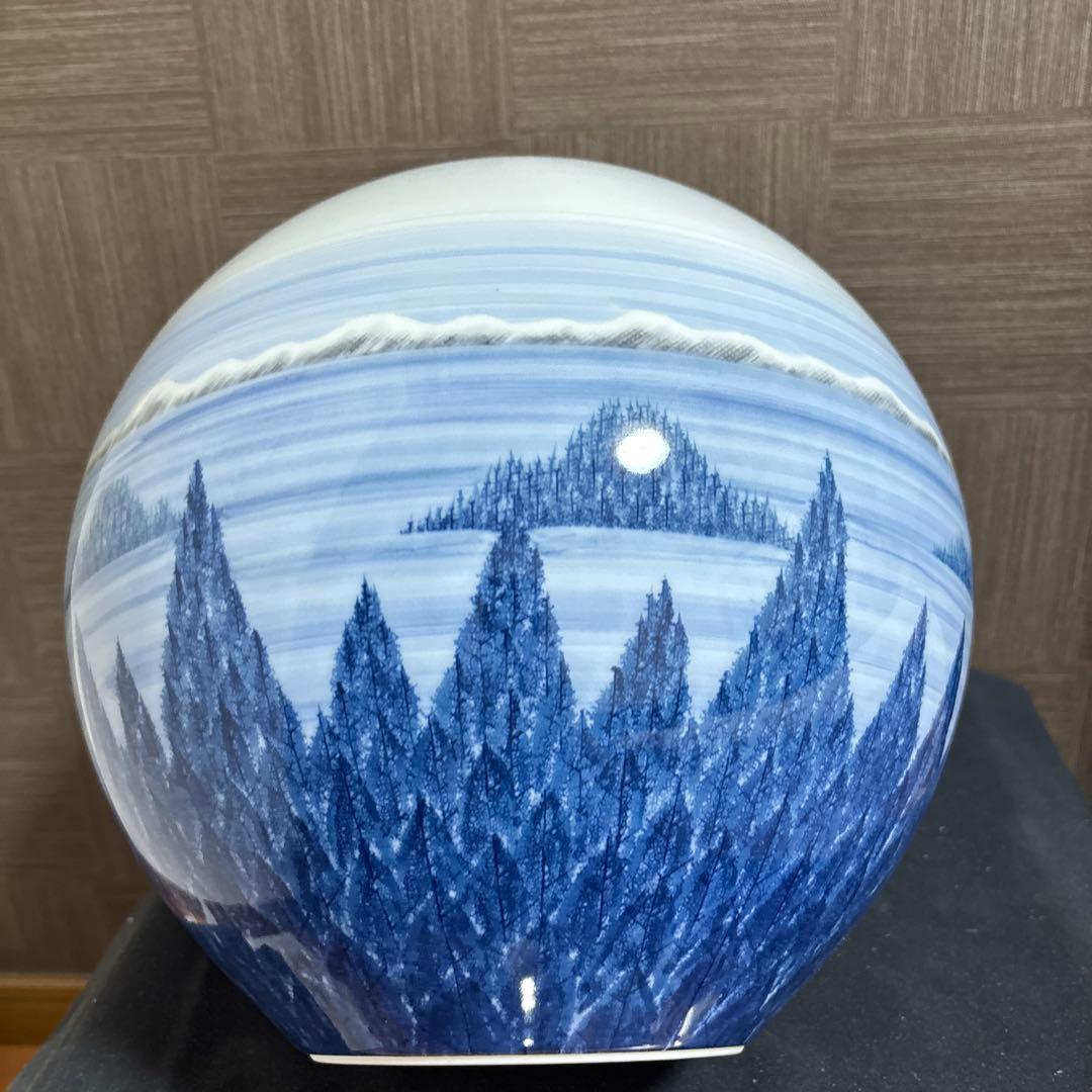 藤井朱明 壺 飾り壺 花器 日展人気作家 有田焼 コタンの森大き花瓶