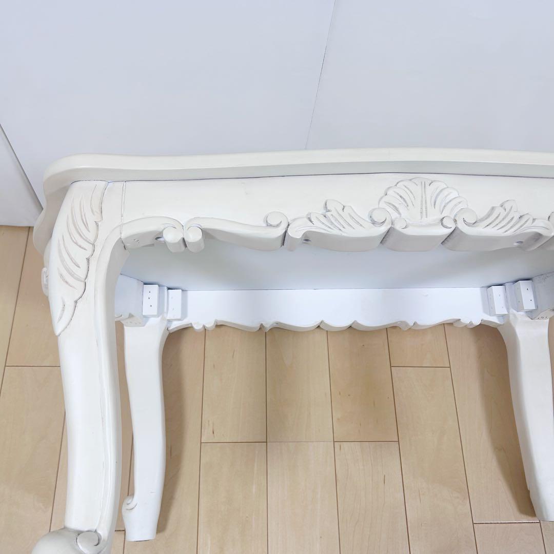 姫系 猫脚　ロココ調 センターテーブル　クリーム色　幅80cm ローテーブル