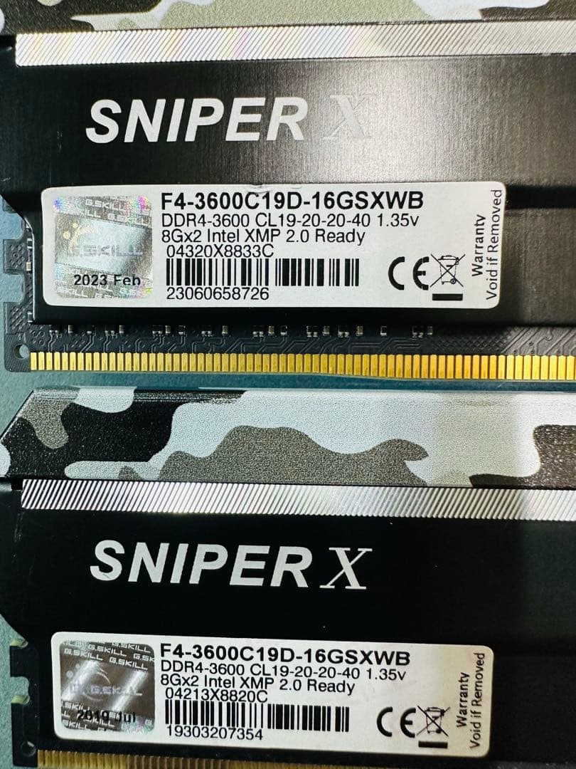 ④ 各社DDR4-3600 32GB　（8GB*4）。