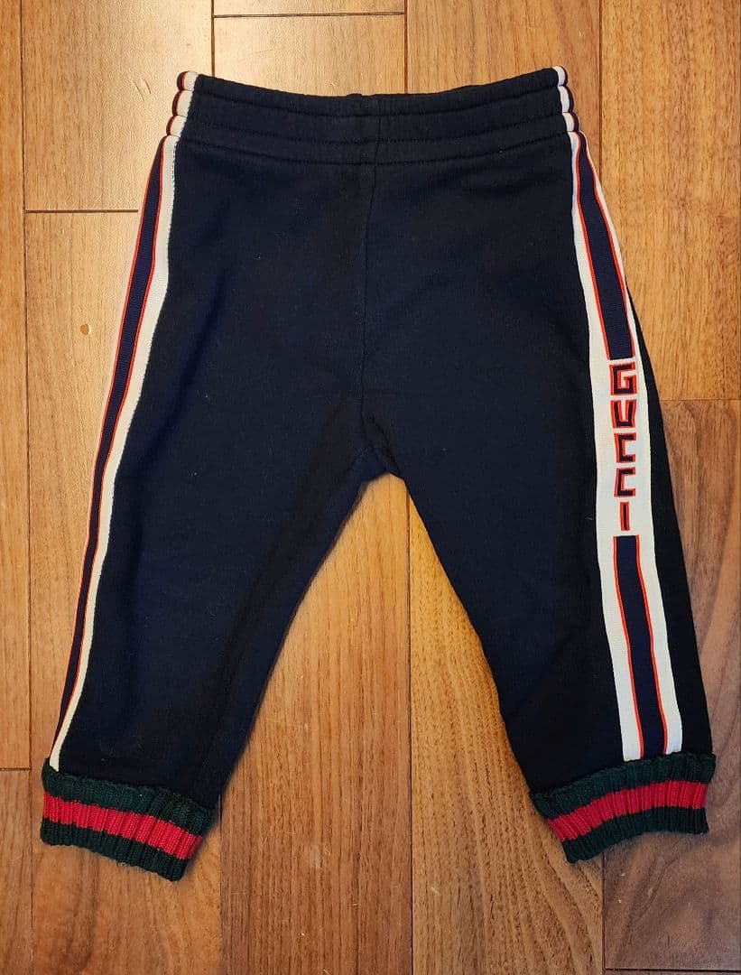 GUCCI ネイビー ストライプ パンツ キッズ スウェットパンツ　グッチ