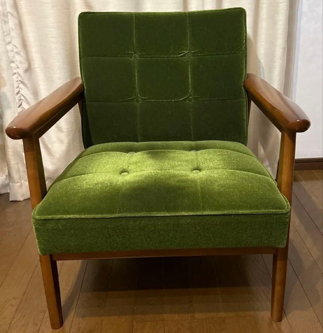 カリモク60 Kチェア 1シーター 1人掛けモケットグリーン