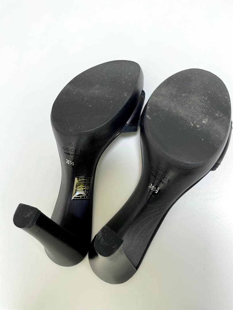 【美品】GUCCI ブラック ミュール 高ヒール
