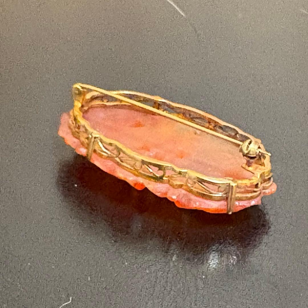 14K ブローチ　めのう