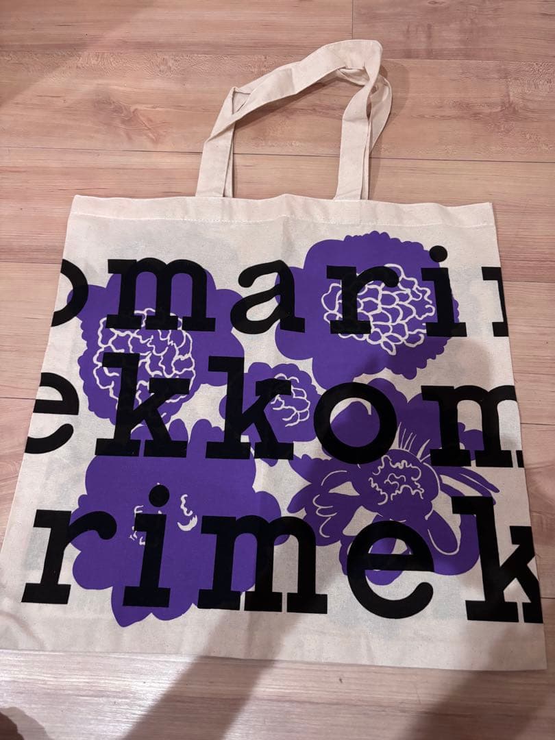 マリメッコ コットン トートバッグ 紫花柄