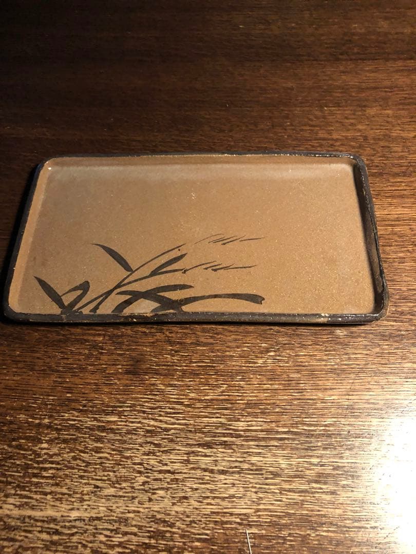 唐津焼　茶色陶器皿　骨董品