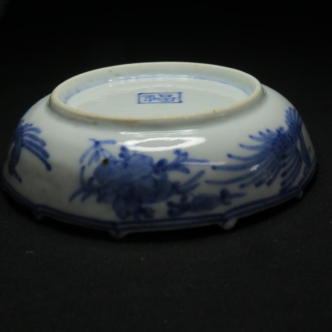 小皿 手塩皿 豆皿 染付 古伊万里 人物風景図 5枚 明治 大正