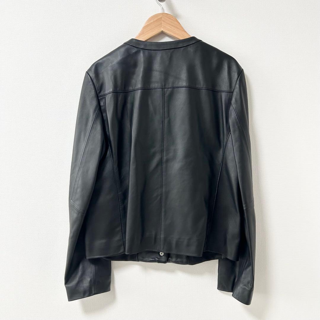 23区 シープレザーノーカラー　ジャケット　ブラック　40