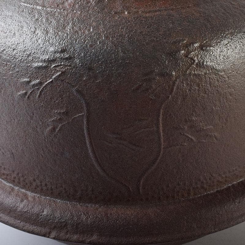 茶道具　人間国宝　釜師　高橋敬典作　浜松地紋真形羽付釜　共袋共箱　VR8722H