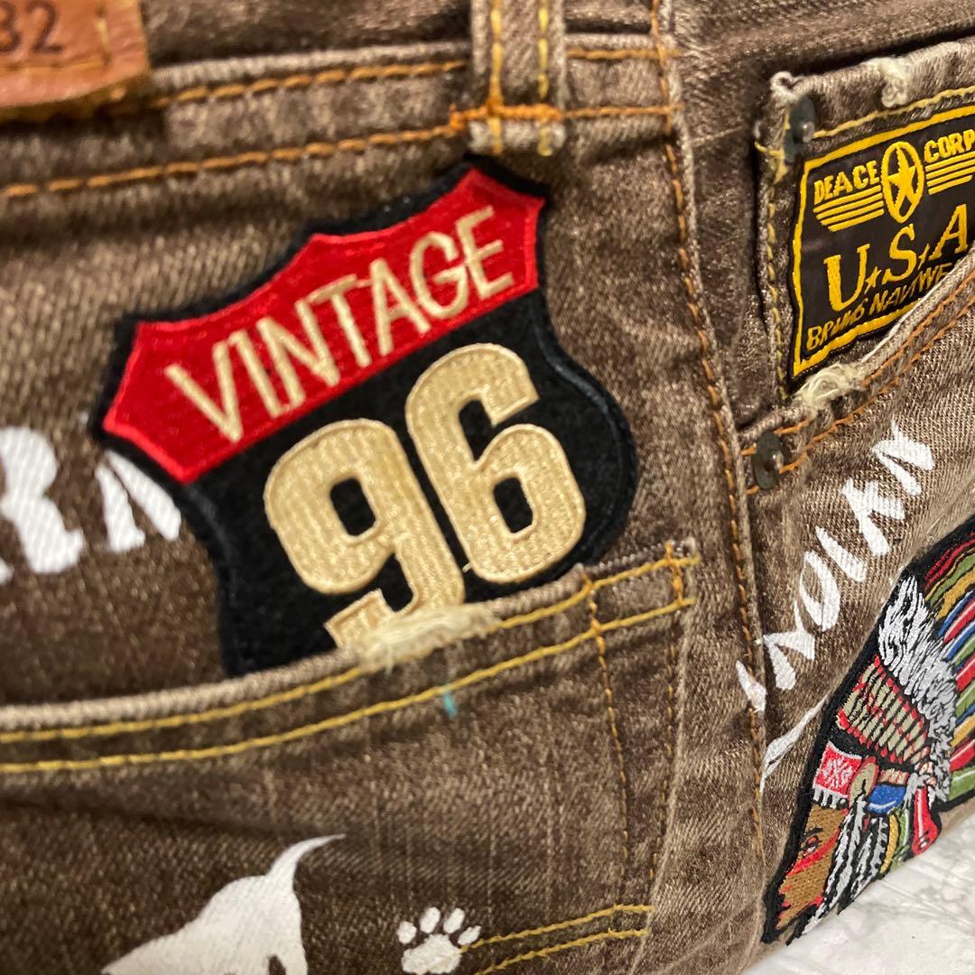 No.527デニムリメイクバッグ　トートバッグ　キャットインディアン