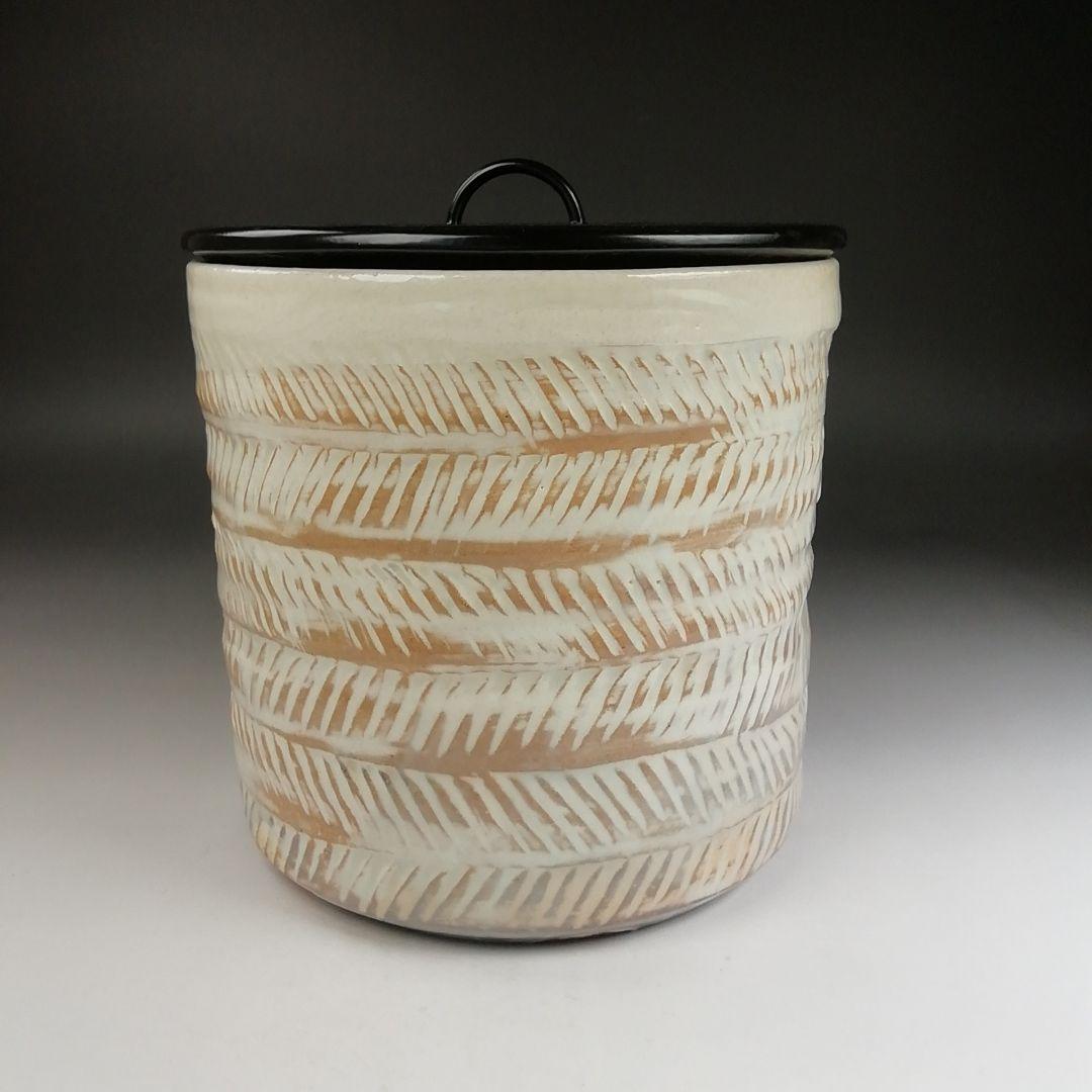 Ｔ８６３　水指　『三島　水指』『朝日窯　松林良周 作』　共箱　茶道具