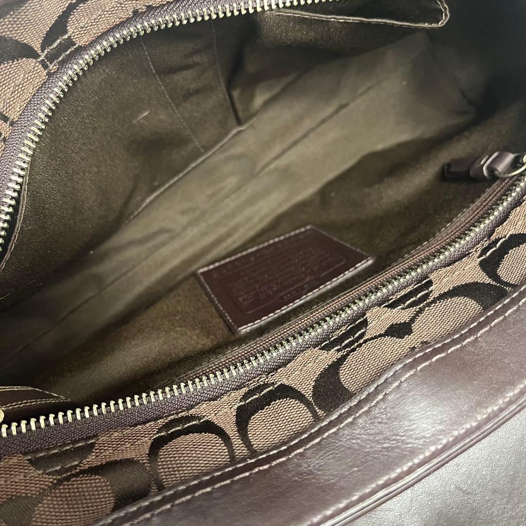 バッグ Coach Hand Bag Brown Signature