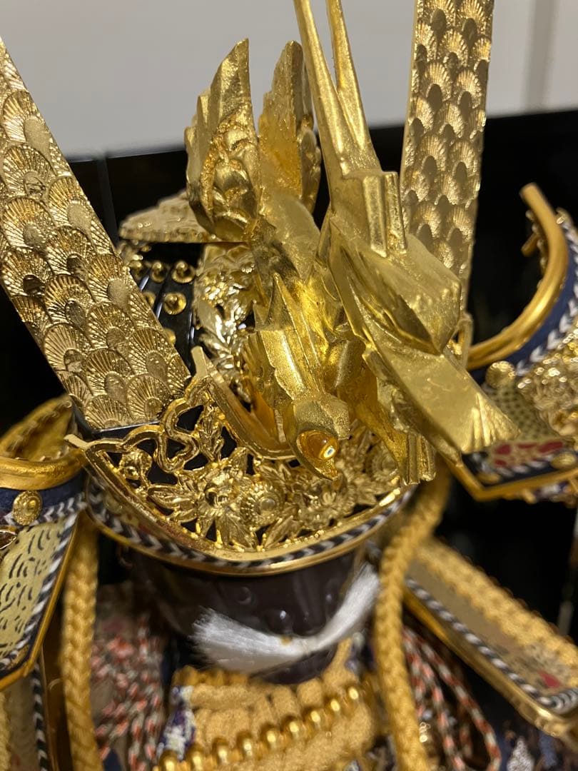 送込/高級/五月人形/竹麻呂作/京甲冑 兜飾り前立て龍は水晶付 鎧櫃 端午の節句