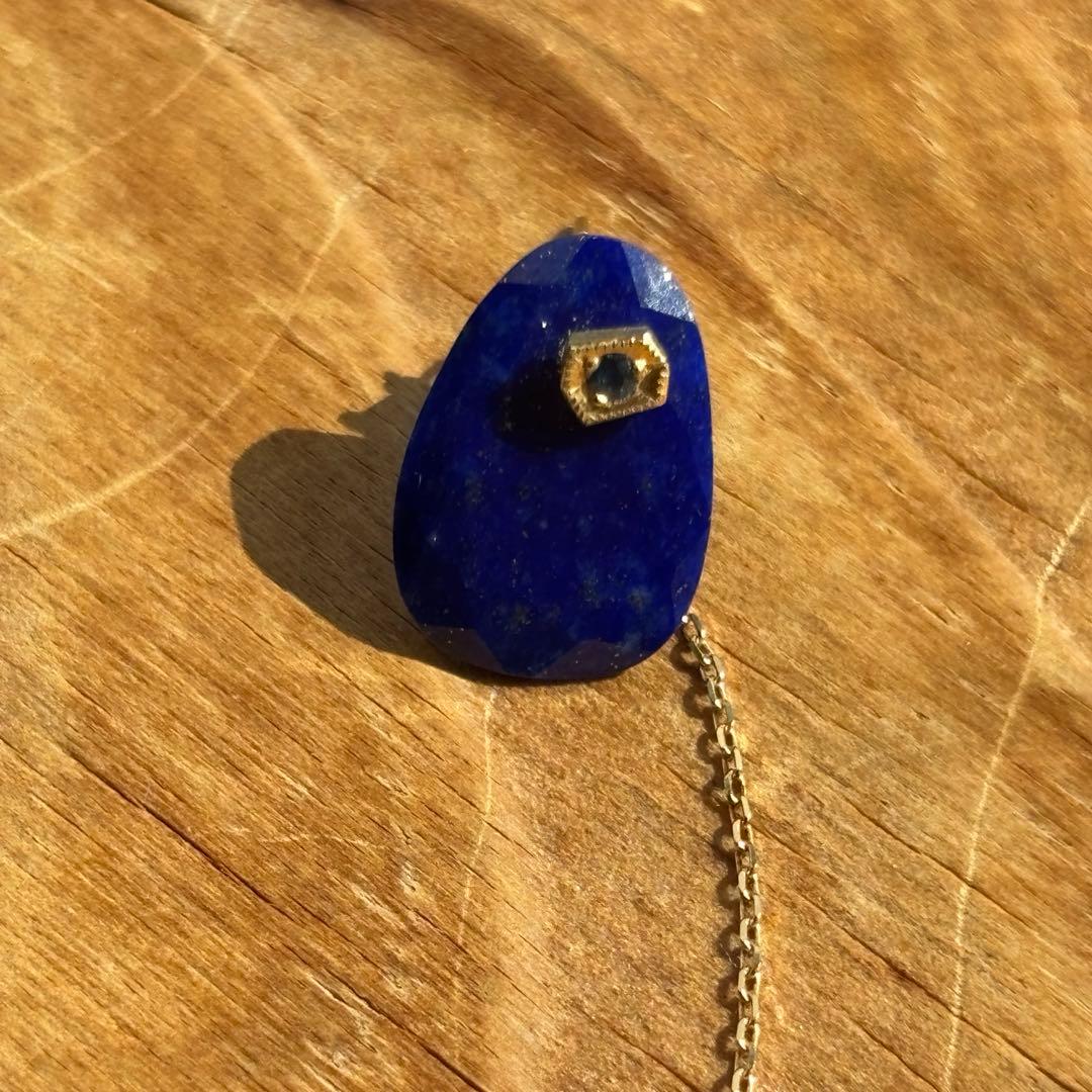 モナカジュエリー　ピアス　k18 ラピスラズリ ブルーサファイア