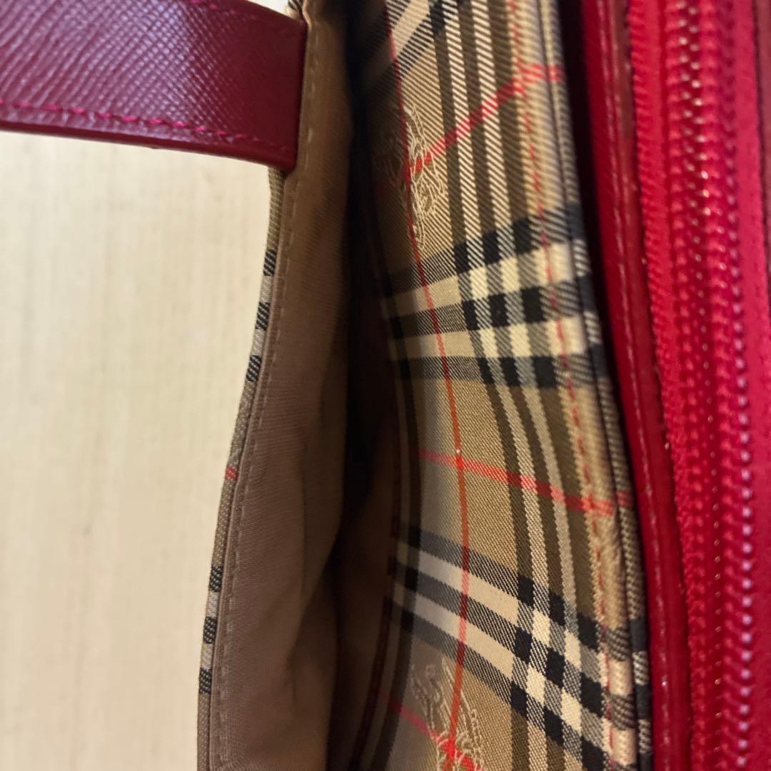 バーバリー ノバチェック ハンドバッグ ベージュ/レッド ゴールドチャーム 新品