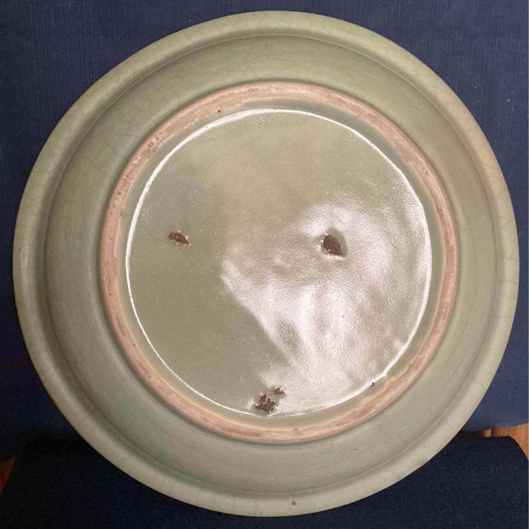 龍泉窯　天龍寺青磁鳳凰龍文大皿