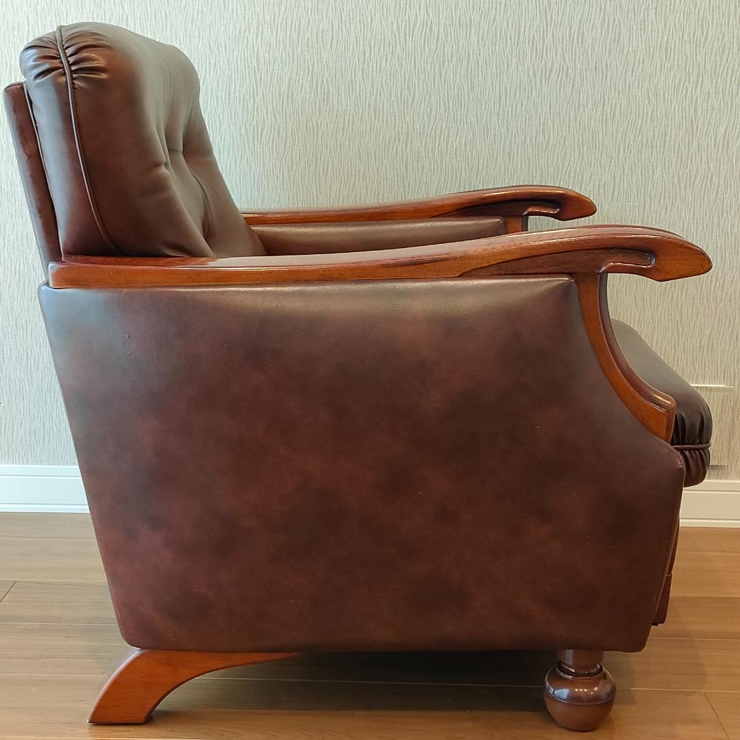ヴィンテージソファ　1人掛け　ひじ掛け　レザー①
