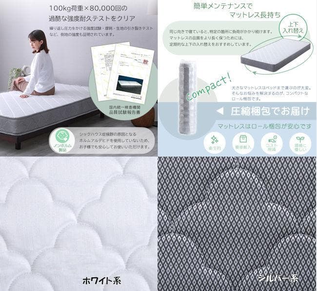 圧縮ロール梱包ボンネルコイルマットレス（セミダブル）厚み15cm（1324）