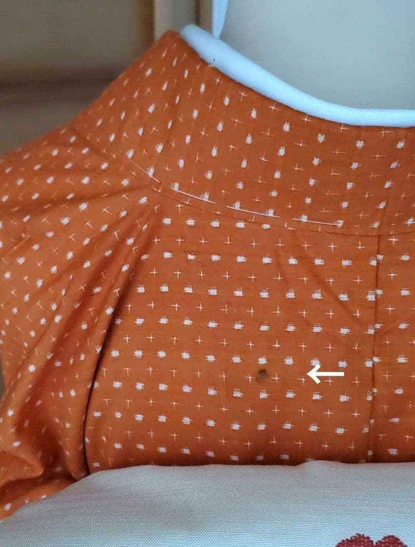 【着物帯＊セット】オレンジカラーの紬　十字絣　袋帯　正絹