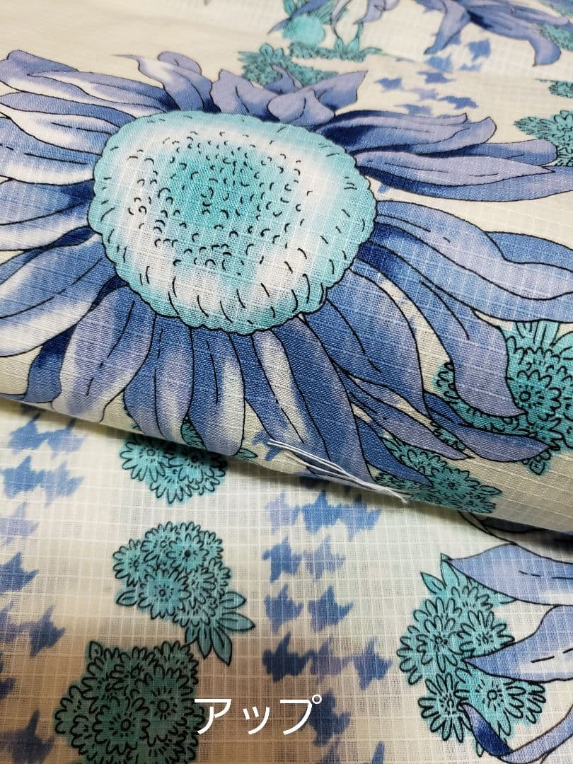 noko様❤️キスミス変わり織ひまわりリアル花模様浴衣，半幅帯，帯留４点セット