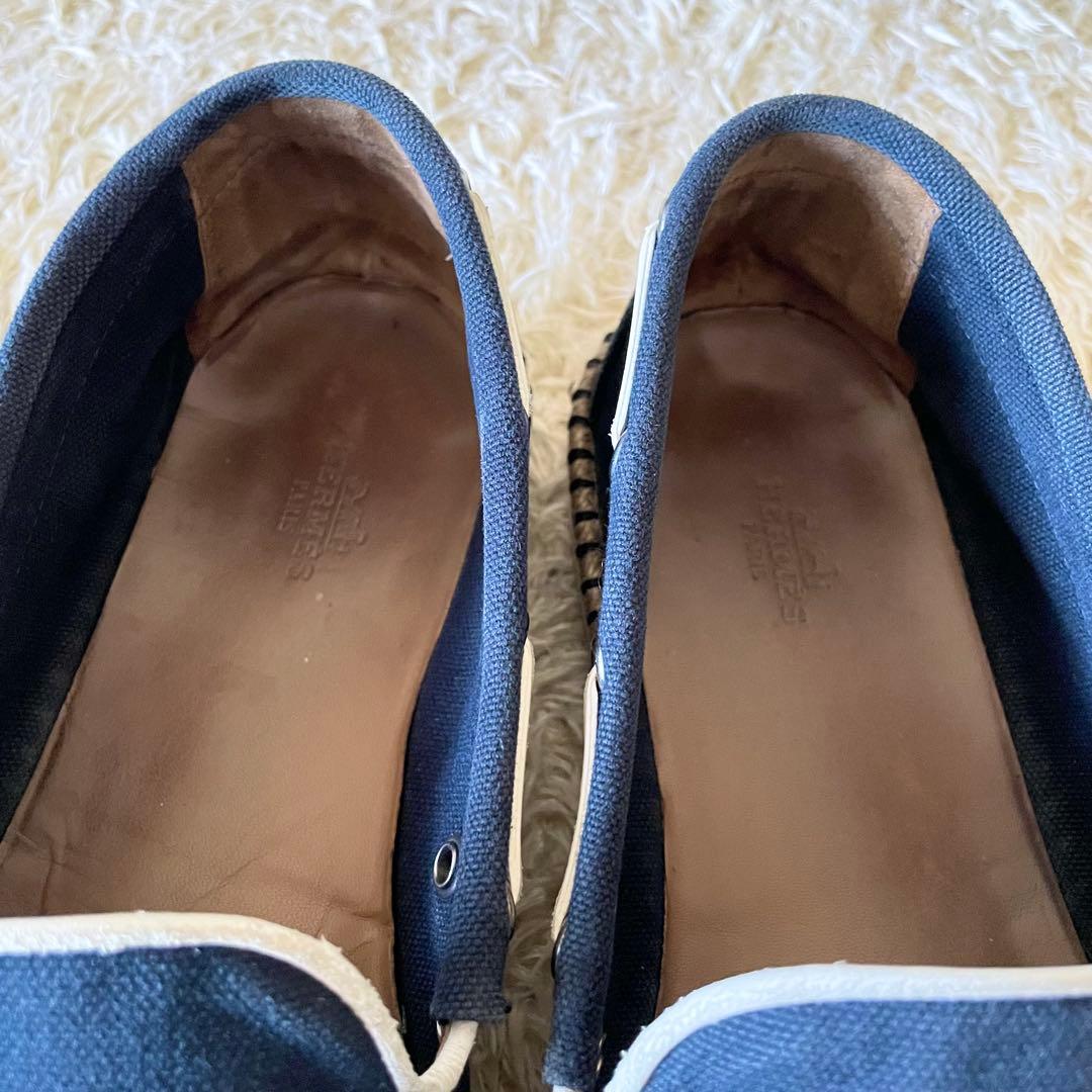 HERMES エルメス デッキシューズ タッセル エスパドリーユ ネイビー 41