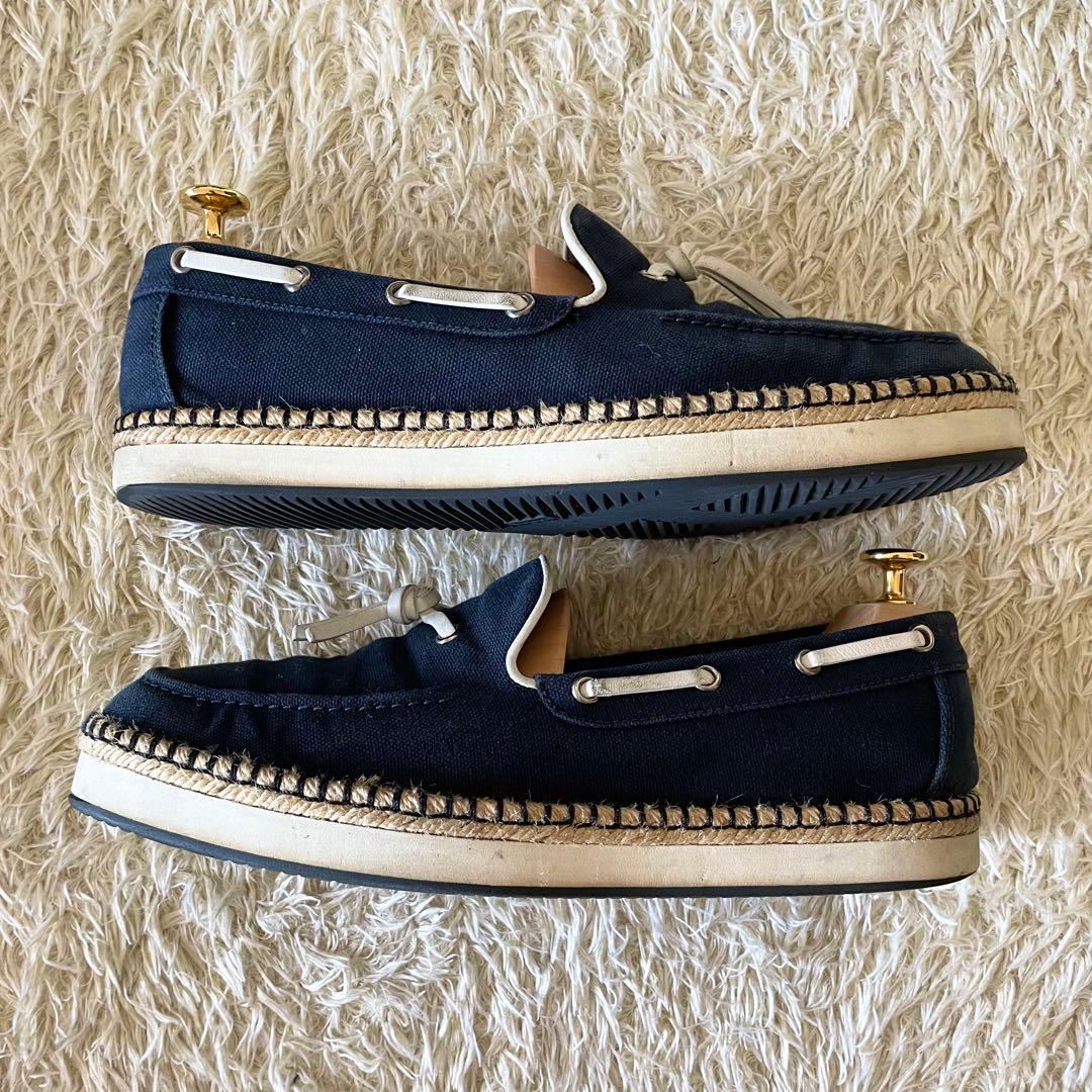 HERMES エルメス デッキシューズ タッセル エスパドリーユ ネイビー 41