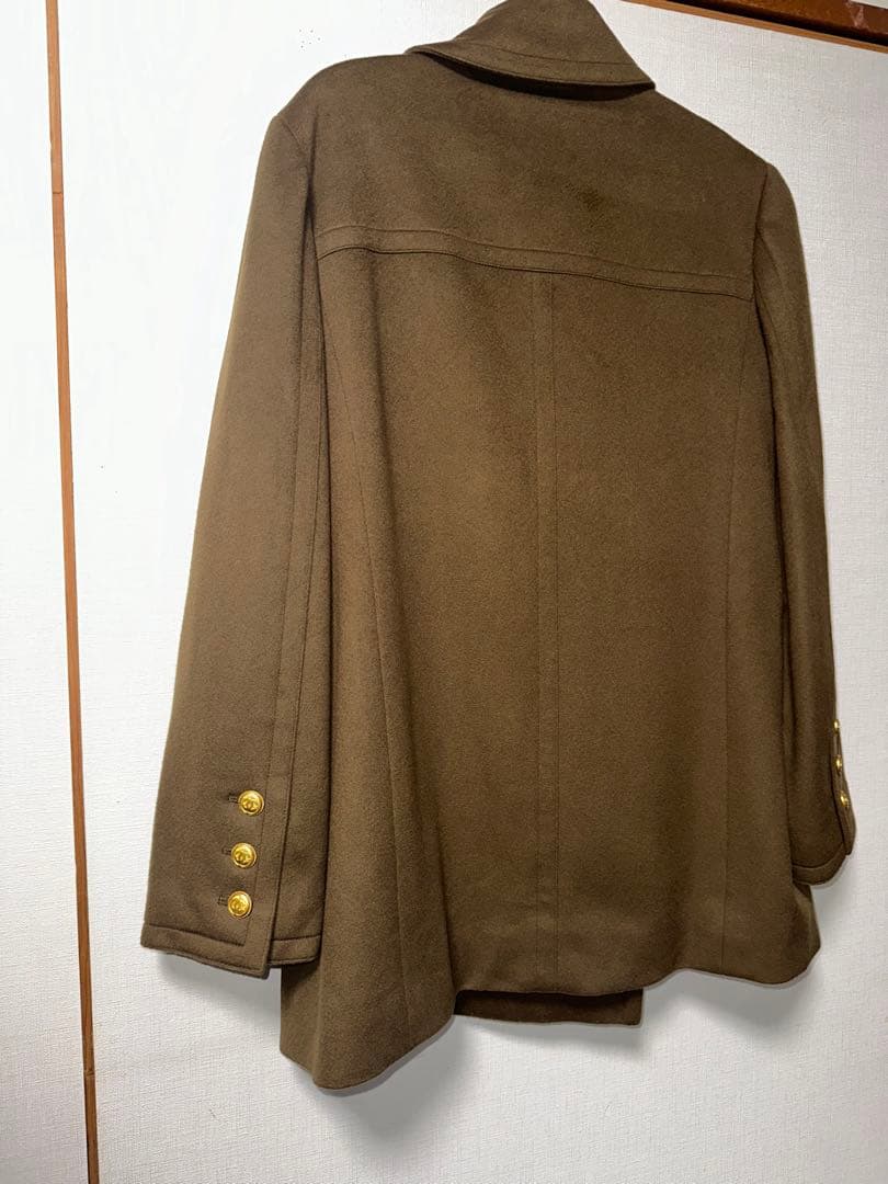 CHANEL ブラウン カシミヤ100%ウール ピーコート ゴールドボタン42