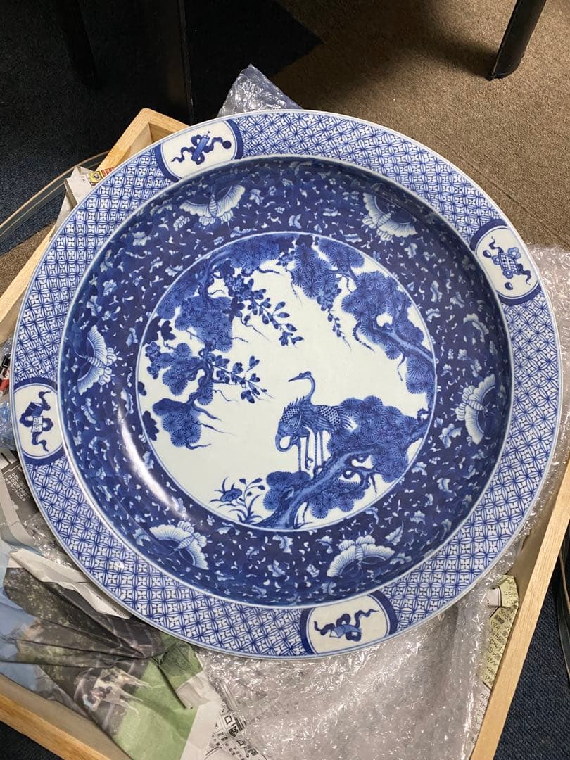 清朝　大清康熙年製 青花 大皿 中国美術 茶道具 煎茶道具 清時代 骨董品