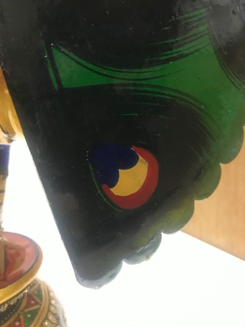 木製孔雀　インド製　置物　インテリア　装飾品