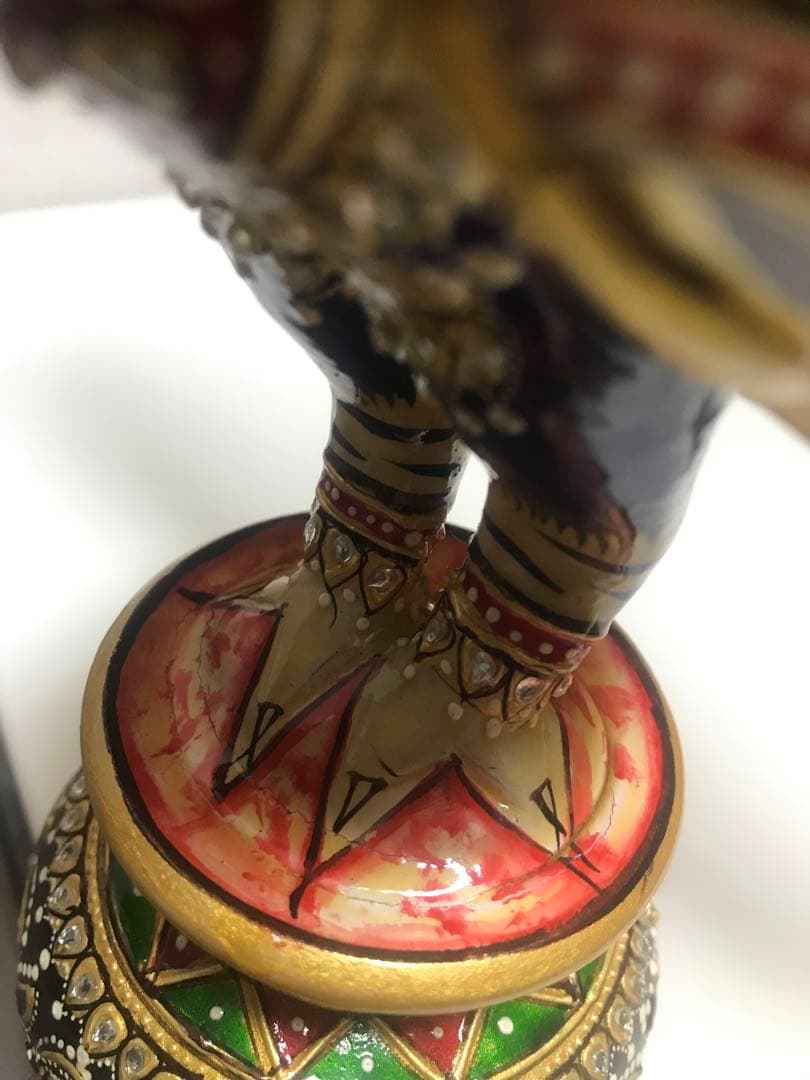 木製孔雀　インド製　置物　インテリア　装飾品