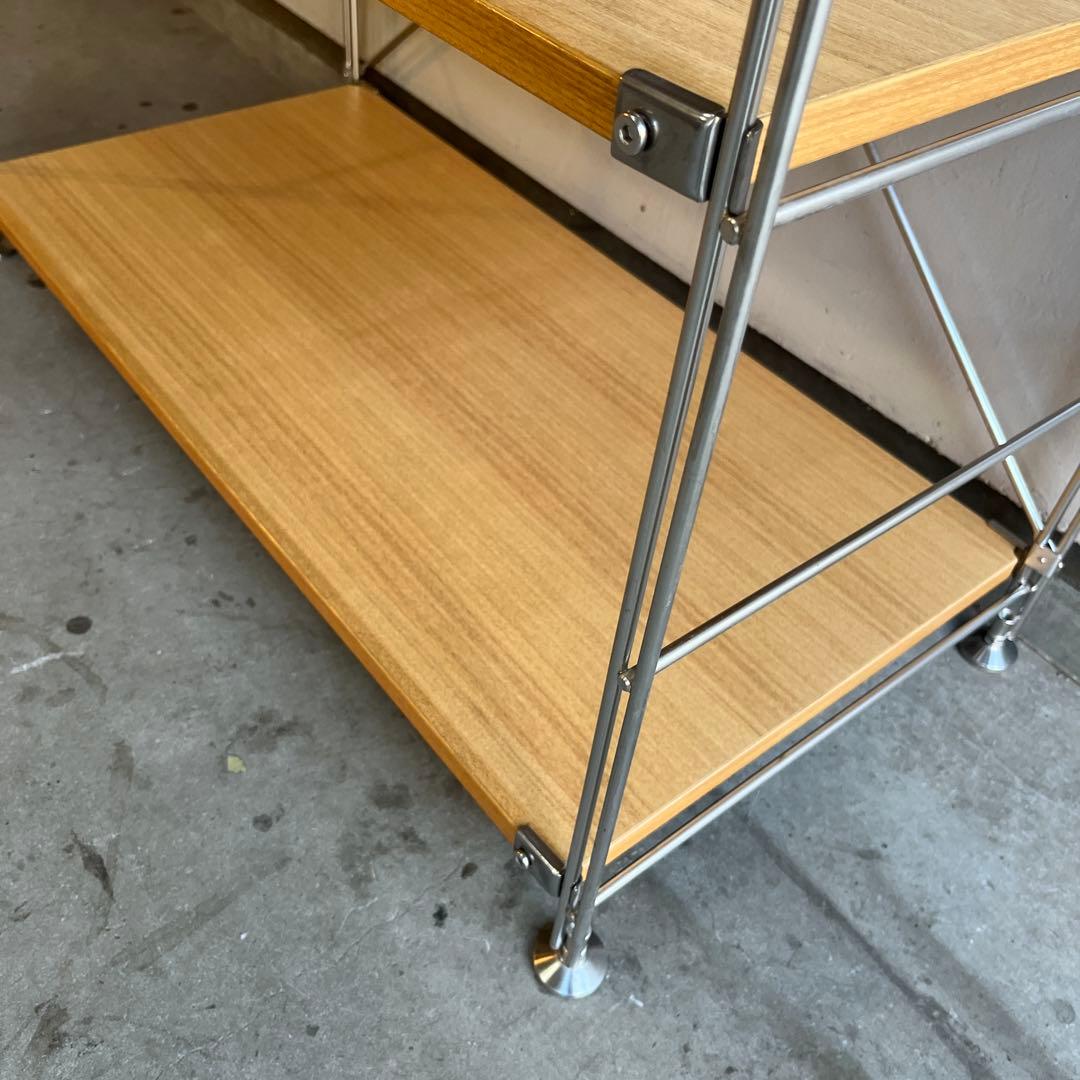 美品★無印 ステンレスユニットシェルフ　タモ材棚セット・ワイド・大