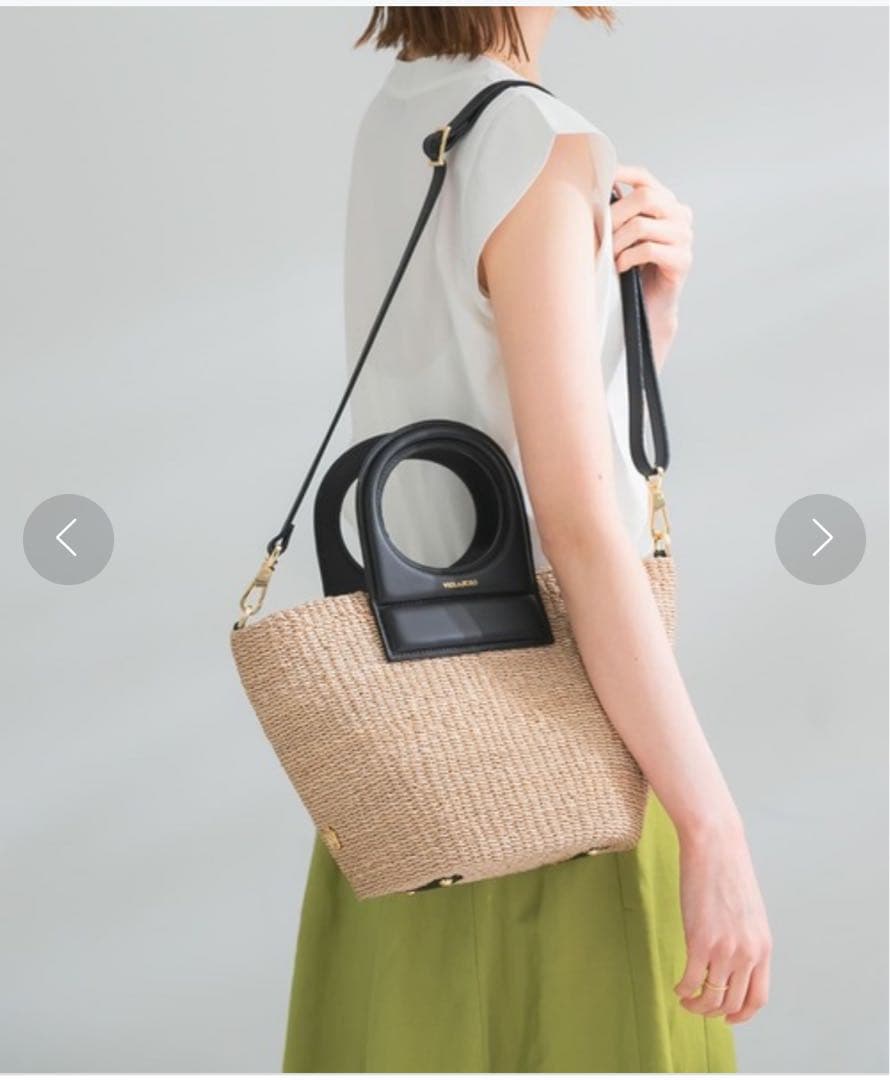 使用一回⭐︎ヴィオラドーロ　かごバッグ　ブラウン　ストラップ付き