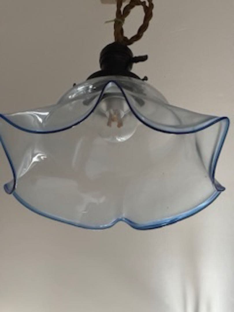 *️⃣プロフ必読❣️10/31迄お値下げ アンティーク ペンダントライト 青縁 ガラス