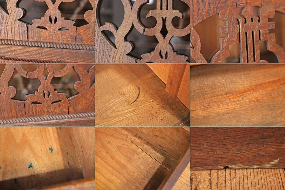 レトロ 小振り ガラスキャビネット 本箱 収納 ラック 引き出し 抽斗 2杯