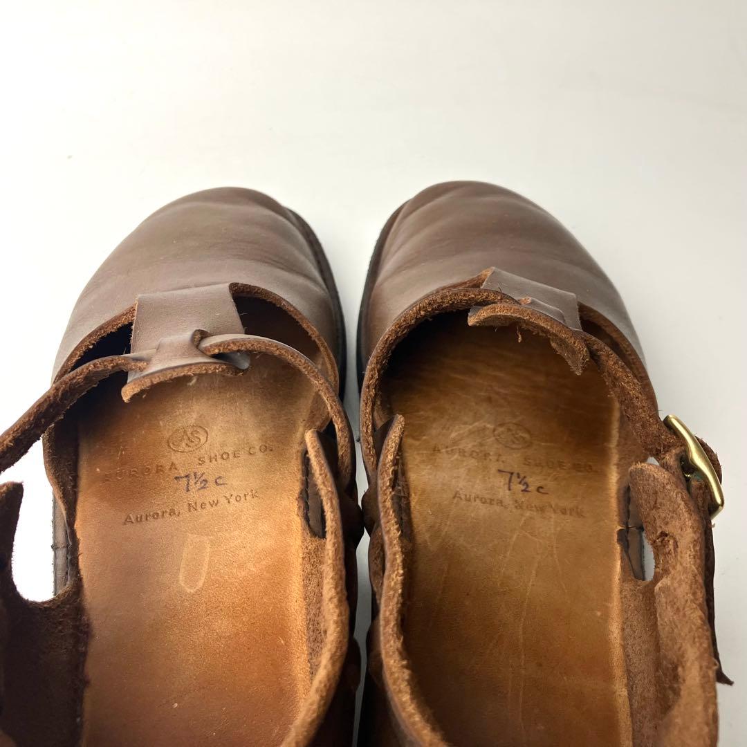 【美品】オーロラシューズ　ウエストインディアン　Tストラップ DBR 22.5㌢