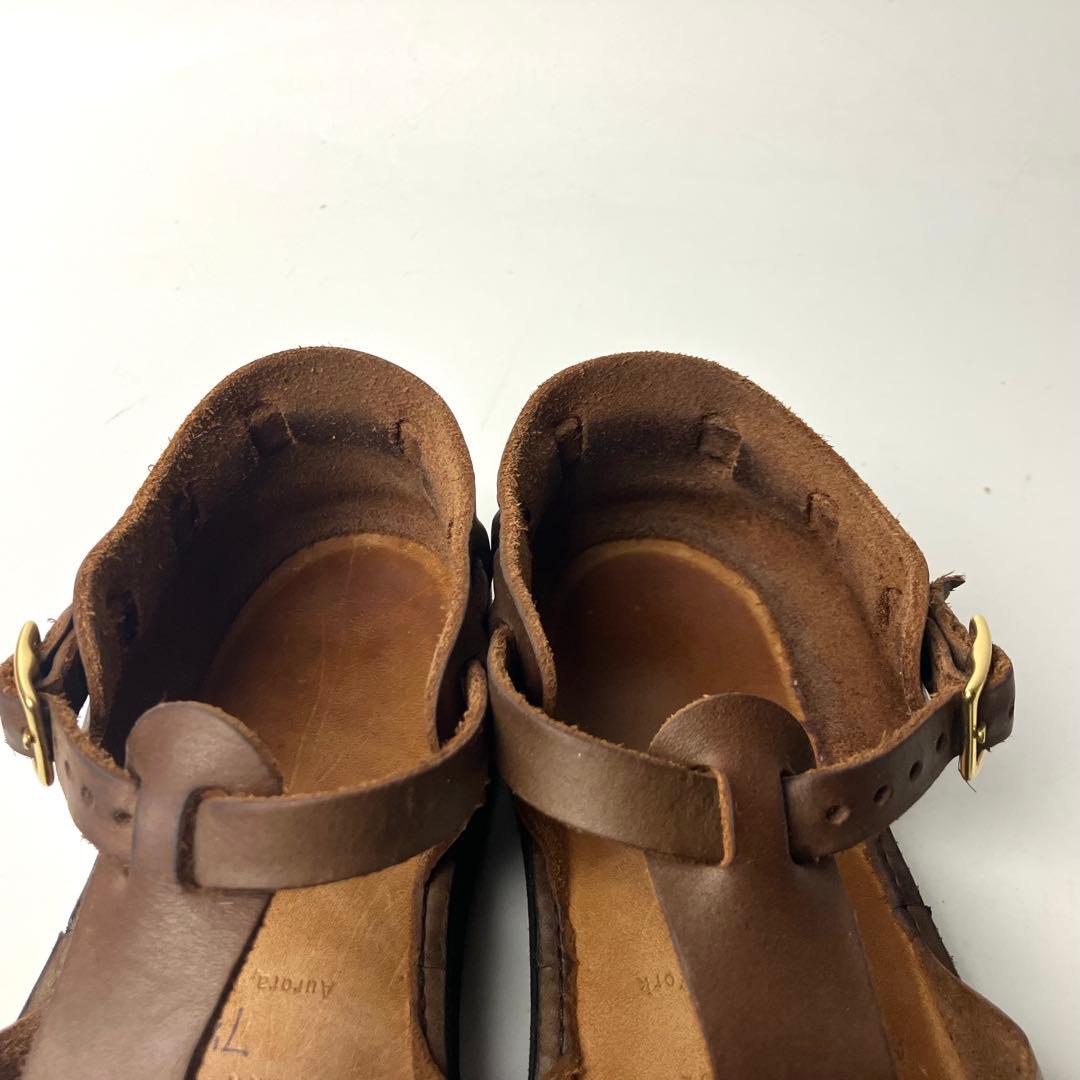 【美品】オーロラシューズ　ウエストインディアン　Tストラップ DBR 22.5㌢