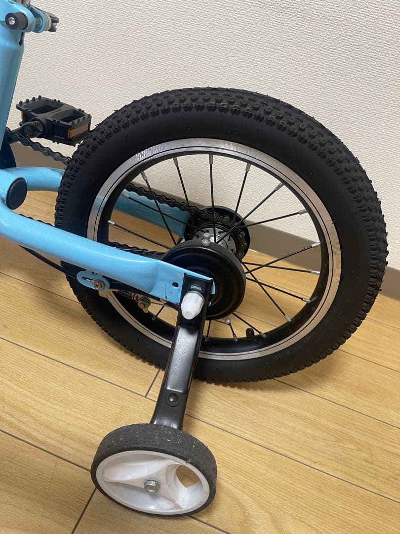 あこあこQiani 幼児用自転車　コマ付き　変身バイク　ブルー　14インチ