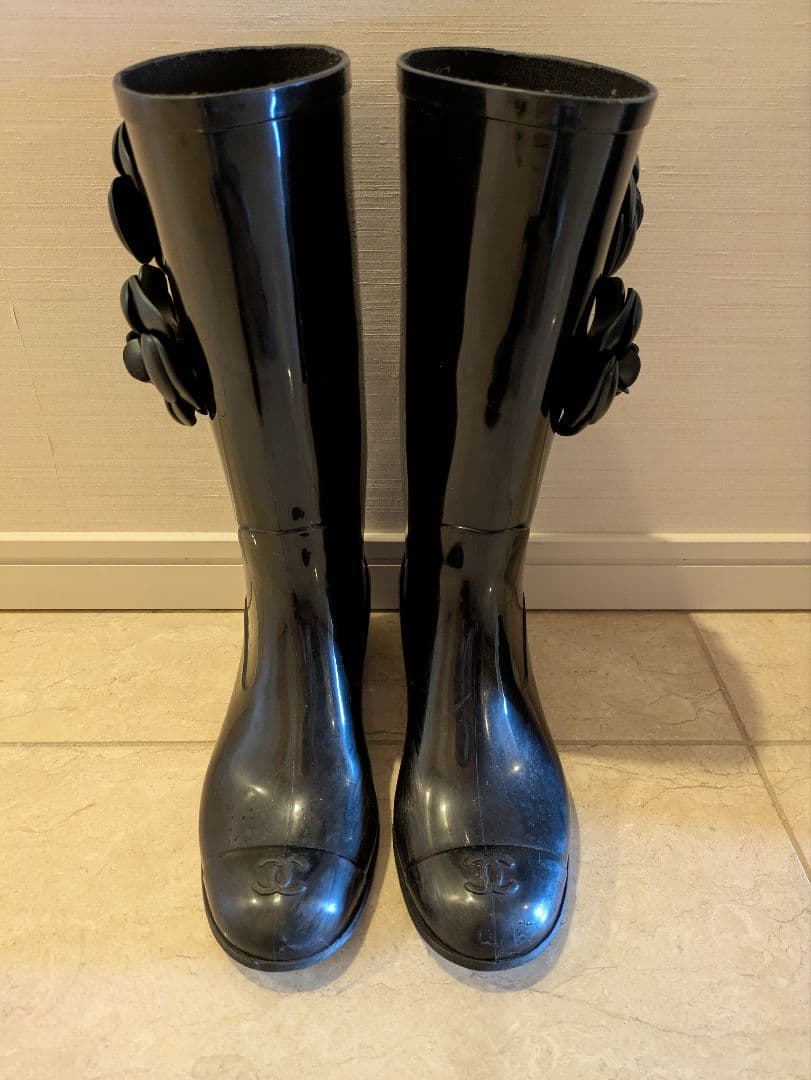 【訳あり】CHANEL レインブーツ カメリア