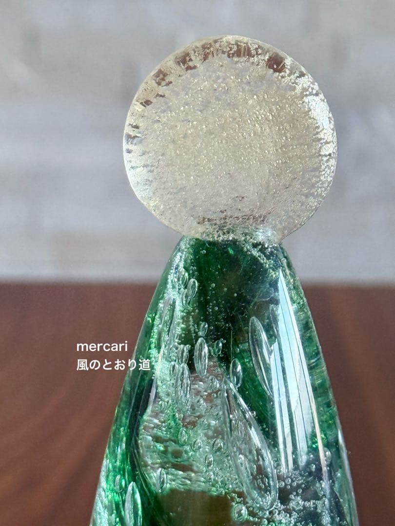 【美品】ガラス作家 国広育伸 バブルツリー 大小セット クリスマスツリー 金箔