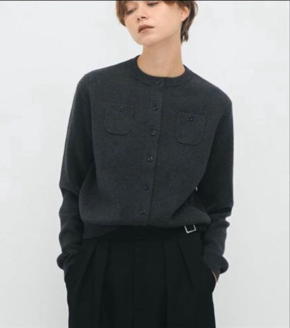 新品.タグ付/ CABaN コットンカシミヤカーディガン　チャコール　Ｓ