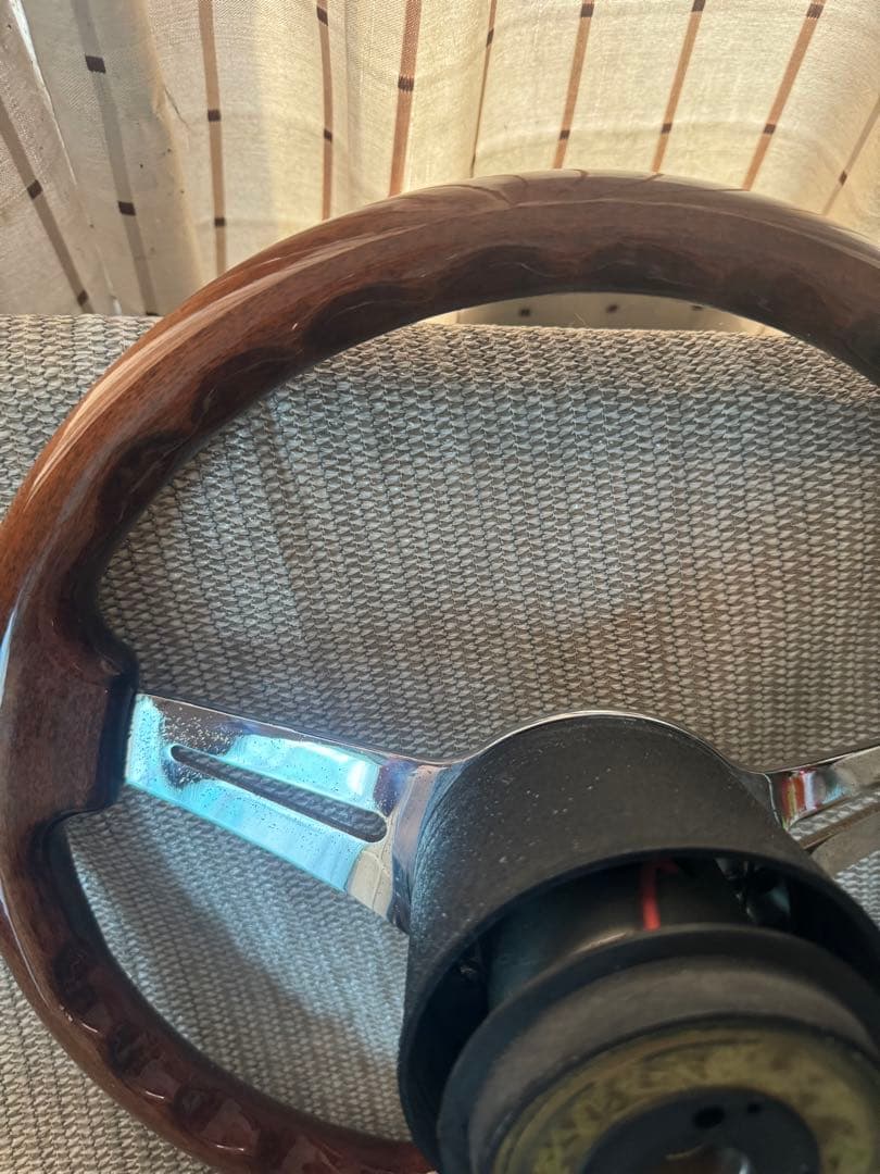 ナルディタイプ　ウッドとメタルの3スポークステアリング330mm 送料無料