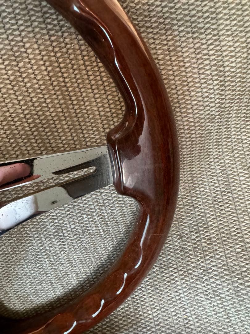 ナルディタイプ　ウッドとメタルの3スポークステアリング330mm 送料無料