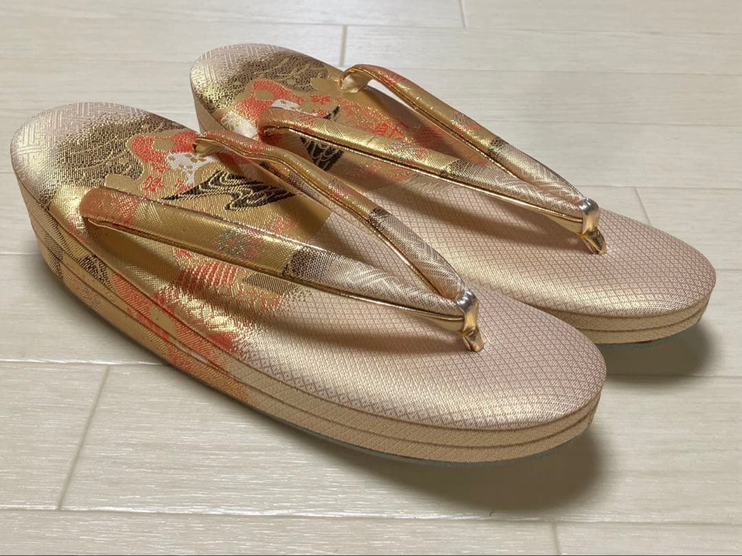 《未使用》佐賀錦　草履バッグセット　ゴールド　Lサイズ