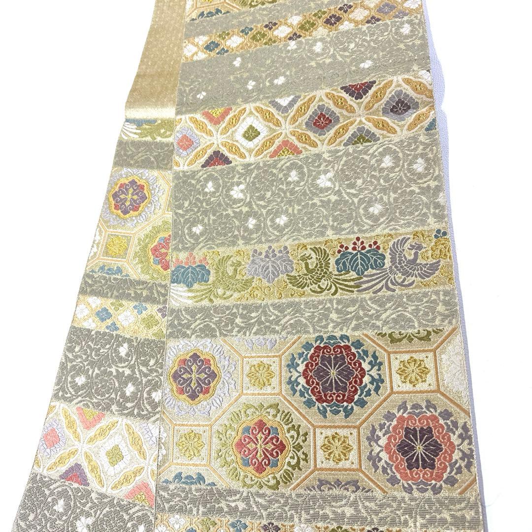 帯4812 ●高級 正絹 六通 袋帯 華文 花文