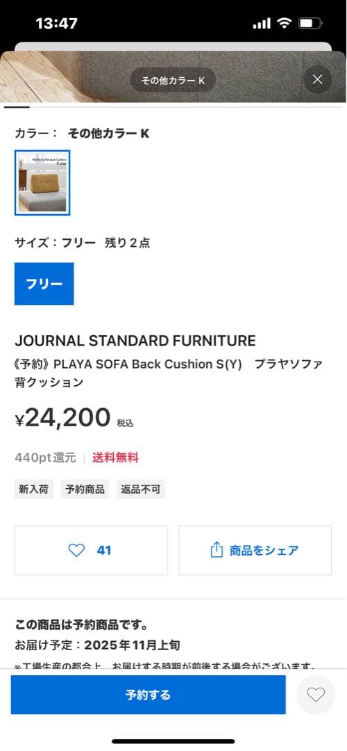 ジャーナルスタンダードファニチャーPLAYA SOFA Back Ｌ
